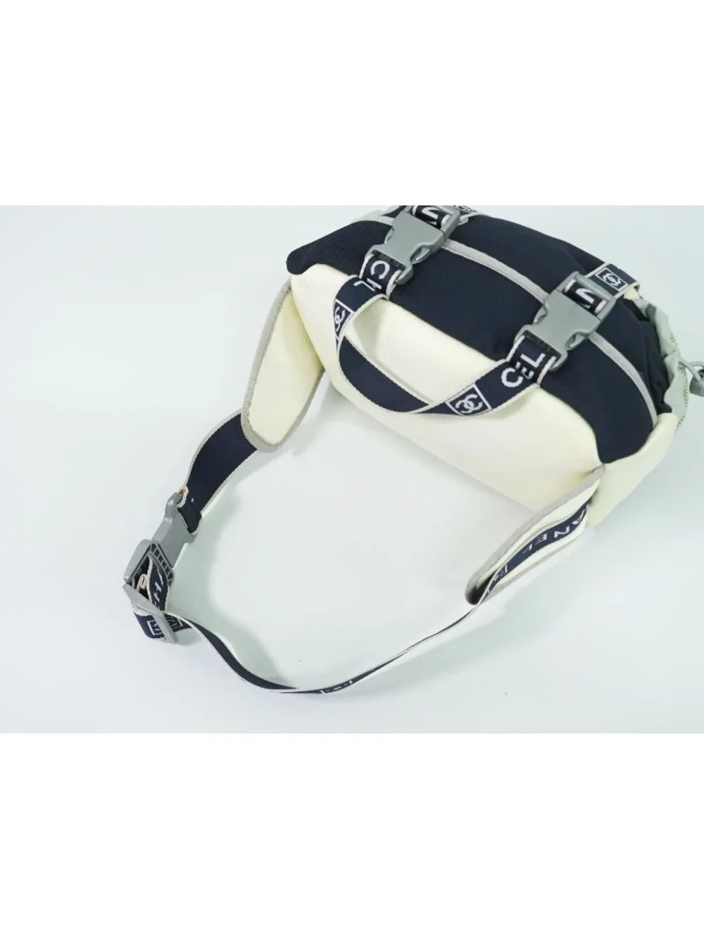 Chanel Sports Line CC Logo Waist Bag Canvas Navy White Sport